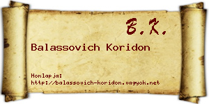 Balassovich Koridon névjegykártya